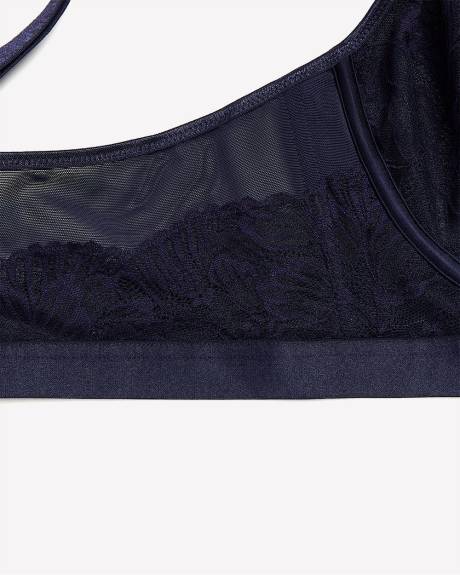 Blue Lace Unlined Underwire Plunge Bra - Déesse Collection