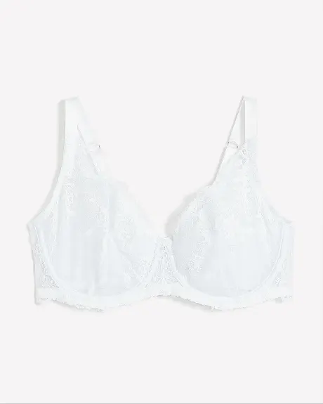 Unlined Mesh and Lace Sexy Balconette Bra - Déesse Collection