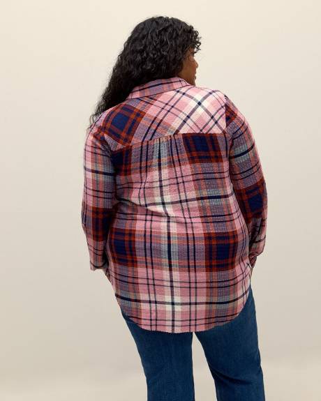 Plaid Buttoned-Down Tunic Shirt