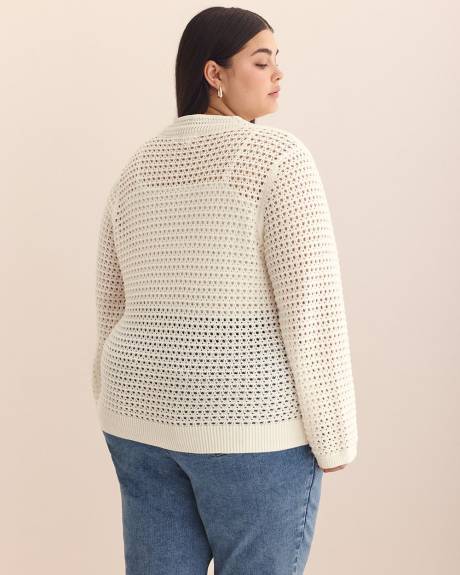 Long-Sleeve Crochet Cardigan