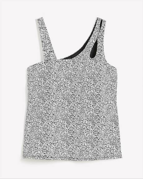 Cheetah Asymmetrical Fitted Tankini Top