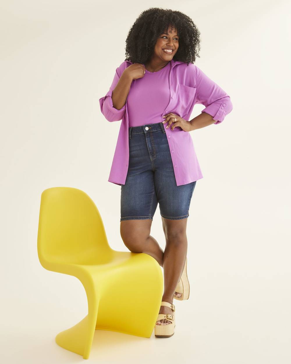 Responsible Curvy Fit Denim Bermuda Shorts Dark Wash d C JEANS Penningtons