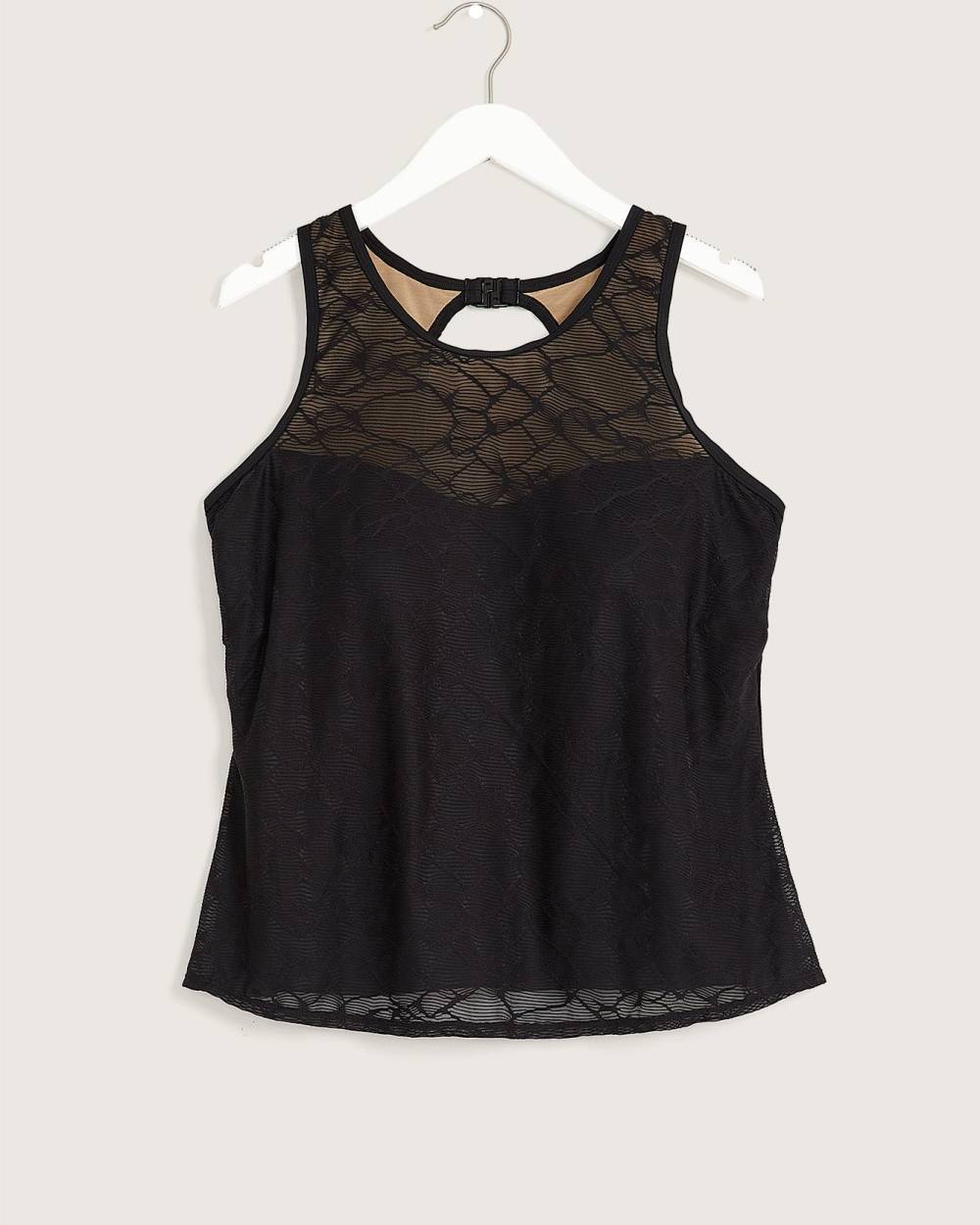 Black PatternMesh Tankini Top Penningtons