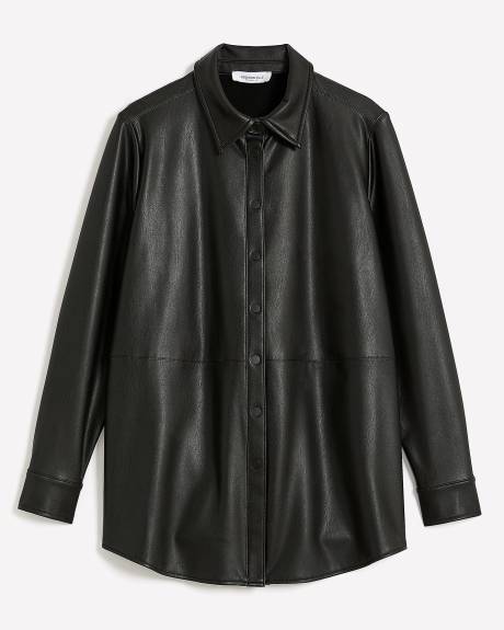 Faux Leather Buttoned Down Tunic - Addition Elle