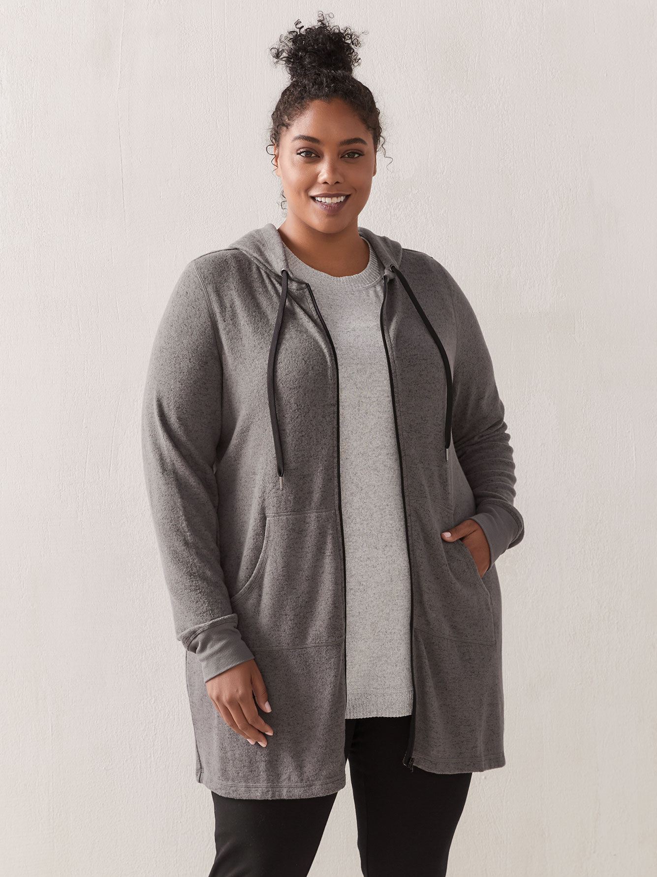 Long ZipperFront Hooded Cardigan ActiveZone Penningtons
