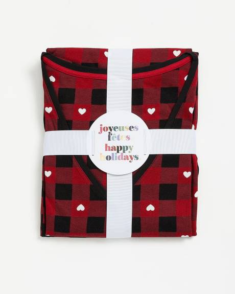 Heart Plaid Henley Tee with Jogger Pyjama Set - ti Voglio