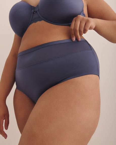 Blue Satin Brief with Mesh Band - ti Voglio