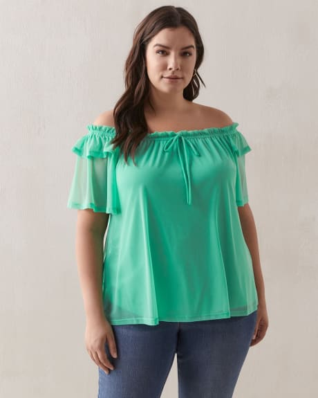 Off Shoulder Mesh Top - In Every Story | Penningtons