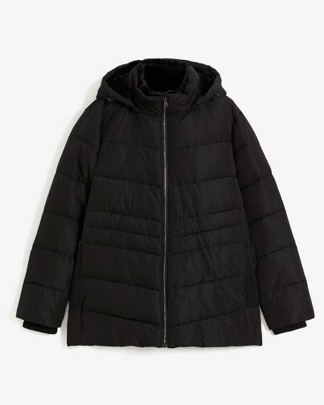 Manteau d'hiver matelassé avec côtés froncés