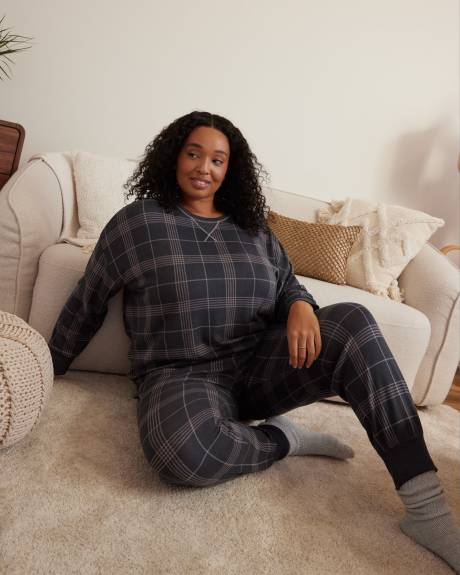 Long-Sleeve Plaid Knit Pyjama Top - ti Voglio