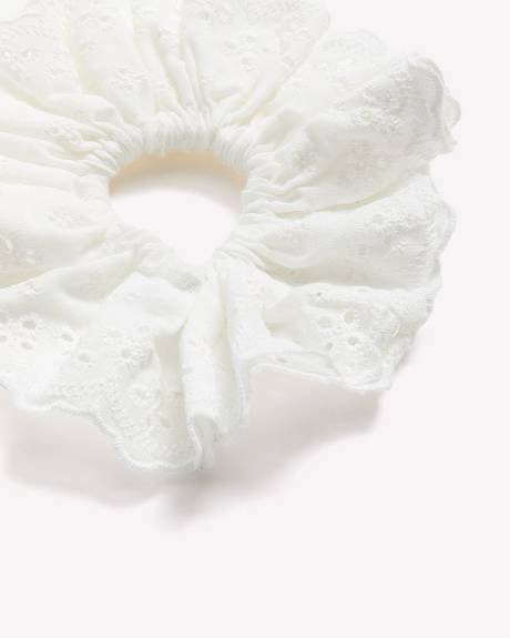 White Eyelet Scrunchie