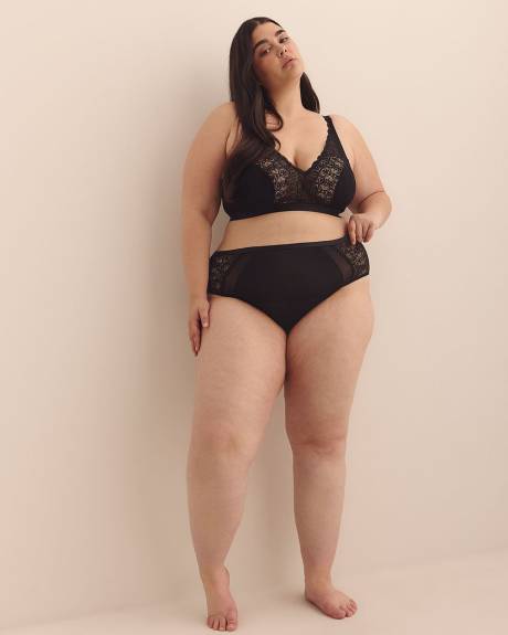 Culotte échancrée en microfibre avec dentelle et maille - Déesse Collection