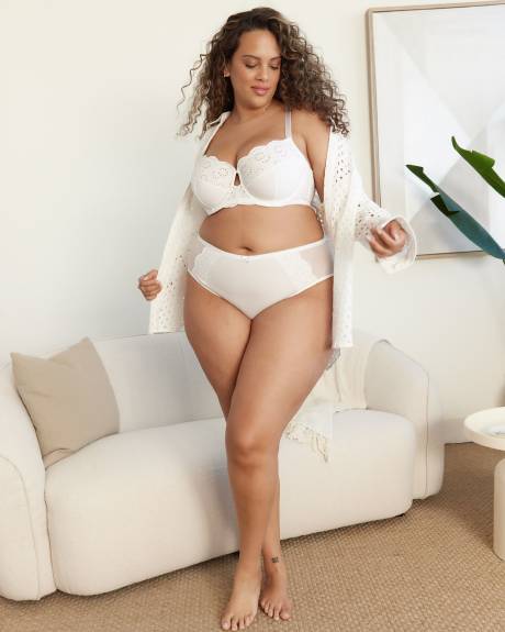 Soutien-gorge en dentelle blanche non doublé, avec armatures - Déesse Collection