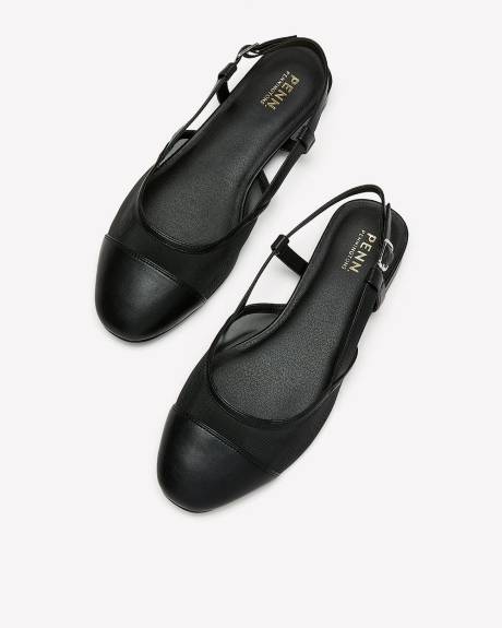 Extra Wide Width, Black Mesh Slingback Ballet Shoes