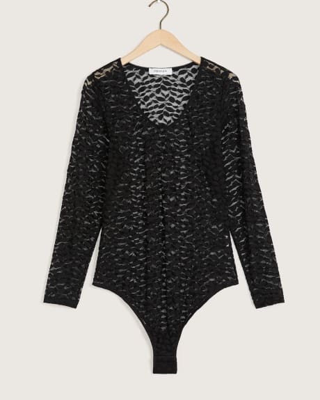 Black Lace Thong Bodysuit - Addition Elle
