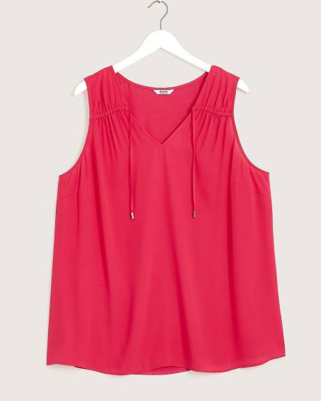 Blouse tunique sans manches à encolure en V, tissu responsable