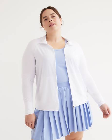 Mock-Neck Zipper Jacket with Raglan Sleeves - Active Zone