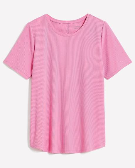 T-shirt à col rond en tricot côtelé, coupe moderne, tissu responsable - Addition Elle