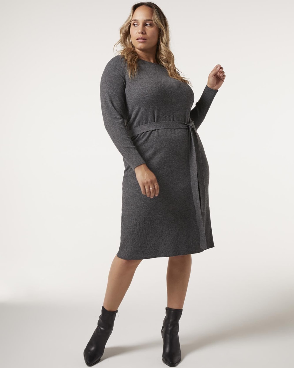 Sweater Dress with Tie Belt - Addition Elle | Penningtons