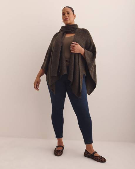 Brown Knitted Cape with Scarf
