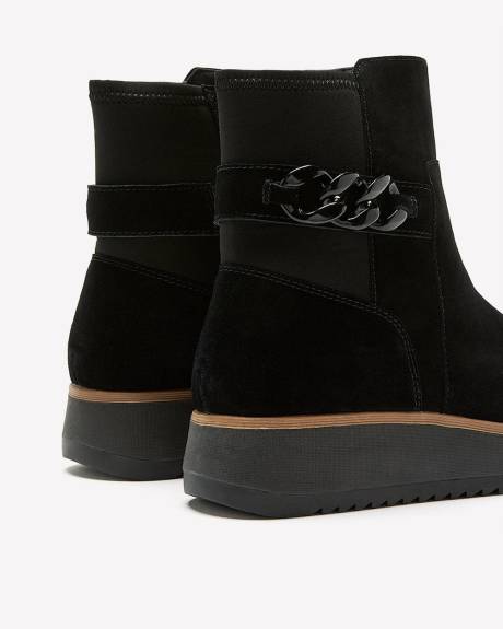 Wide Width, Black Bootie with Buckle Detail - Clarks