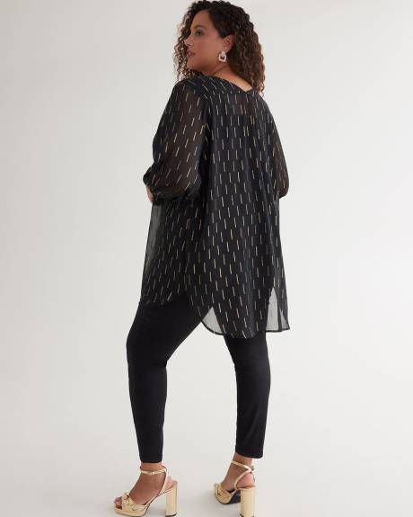 Black Open Tunic Kimono Overpiece with Bracelet Sleeves