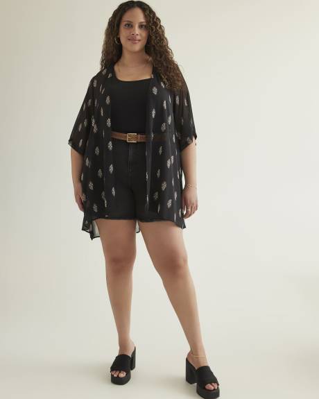 Tunique kimono imprimée avec manches mi-longues