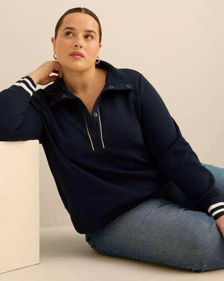 Mock-Neck Fleece Knit Top