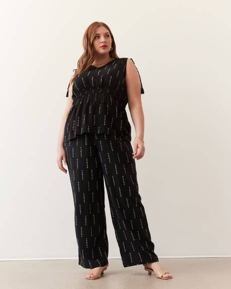 Pantalon imprimé à enfiler avec jambe évasée, tissu responsable