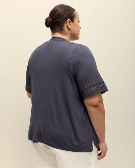 Cardigan ouvert à manches courtes avec détail décoratif