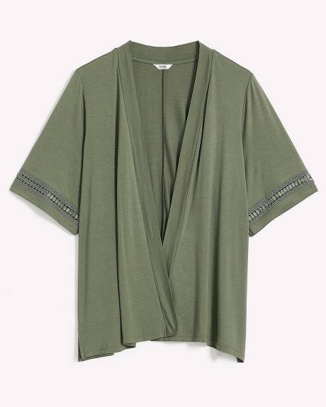 Cardigan ouvert à manches courtes avec détail décoratif