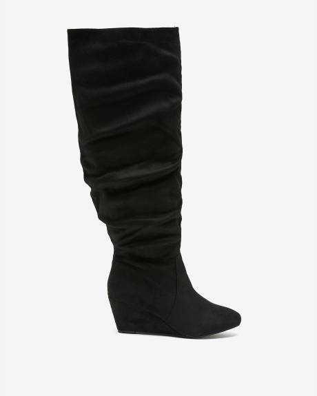 Bottes mi-hautes à talon compensé, pied très large