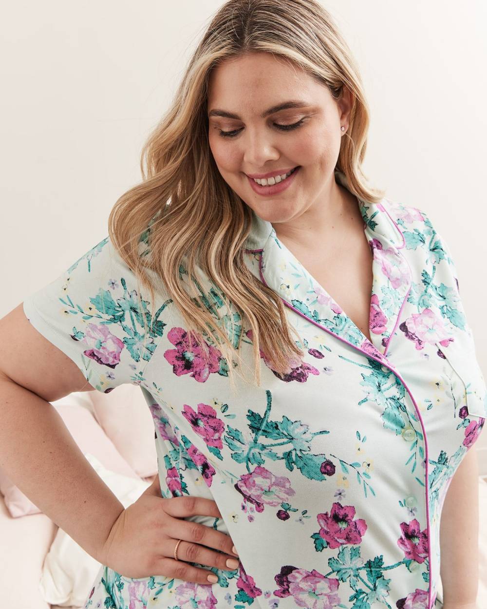 Responsible, ButtonedDown Pyjama Shirt, Floral Print ti VOGLIO