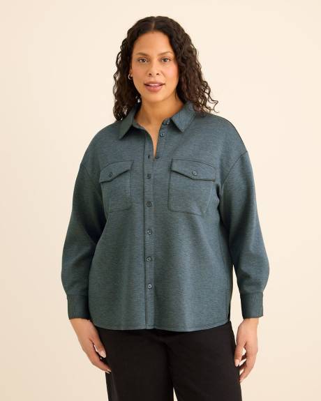 Buttoned-Down Stretch Knit Shirt