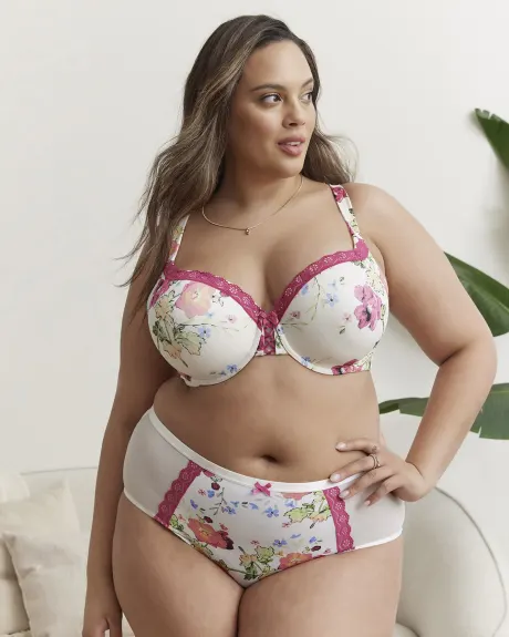 Floral Brief with Lace and Mesh - Déesse Collection
