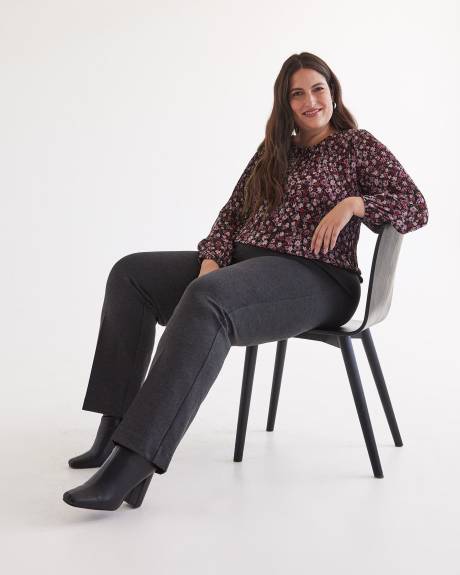Pantalon gris chiné amincissant essentiel à jambe droite en pointe de Rome