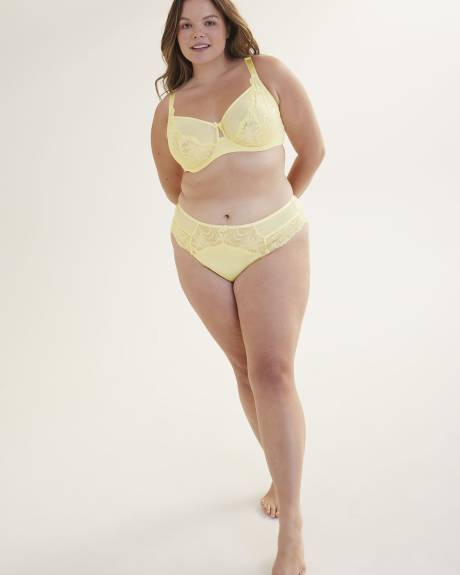 Culotte cheeky unie avec dentelle et maille - Déesse Collection