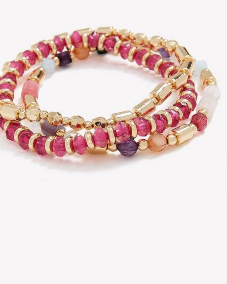 Stretch Beaded Bracelets, Set of 3