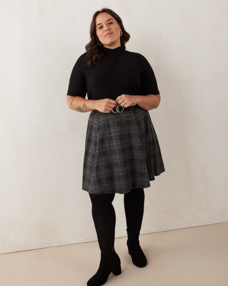 Plaid Jacquard Knit Skater Skirt