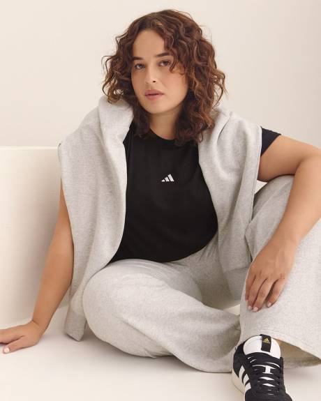 Heather Grey Feel Cozy Open-Hem Pants with Small Logo - adidas