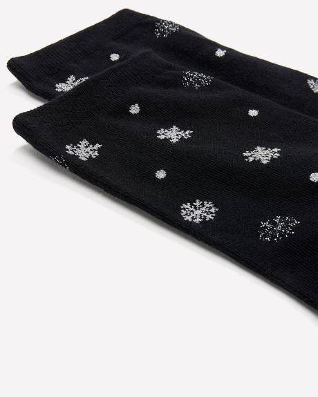 Crew Socks with Snowflake Print