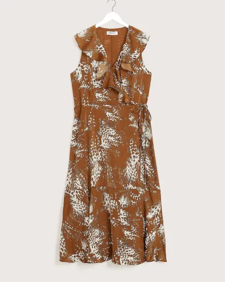 Satin Ruffled Wrap Maxi Dress - Addition Elle