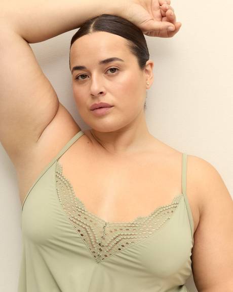 Sleeveless Satin Pyjama Cami with Lace - Déesse Collection