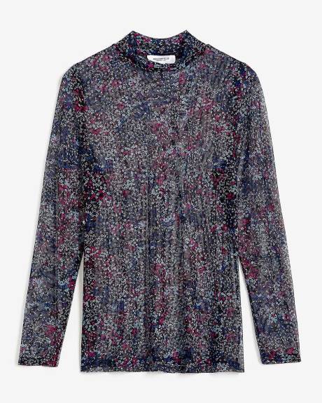 Mesh Knit Top with Mock Neckline - Addition Elle