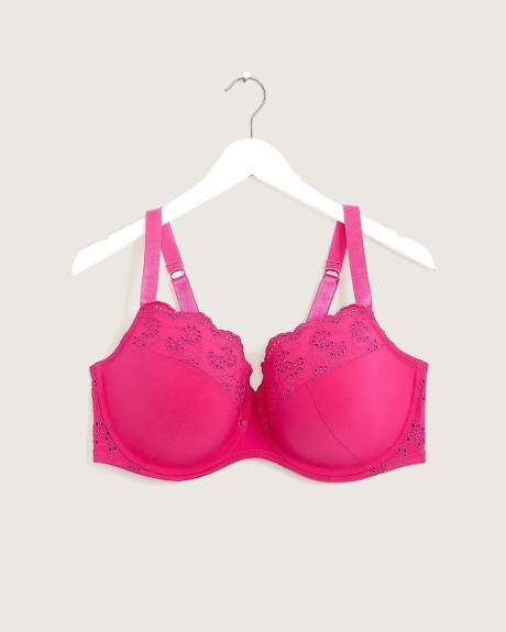 Pink Balconette Bra with Eyelet Embroidery - Déesse Collection