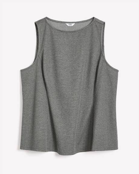 Gray Pinstripe Sleeveless Boat-Neck Top