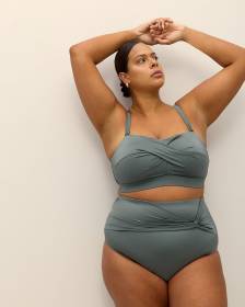 Green Twisted Bandeau Bikini Top