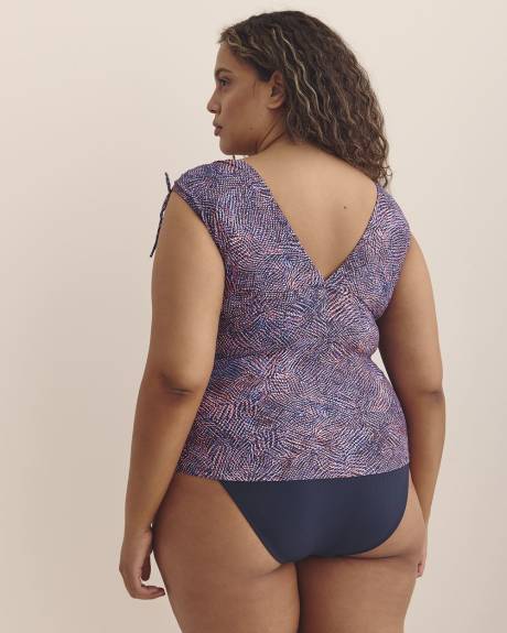 Dotted Plunge A-Line Tankini Top