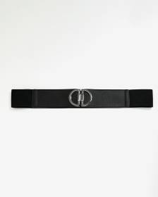 Ceinture élastique noire avec boucle à demi-anneaux