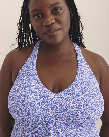 Blue Floral-Print Aviva Tankini Top - Raisins Curve